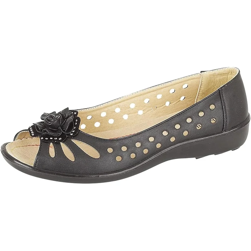 Boulevard Wide Fit Leather Lined Peep Toe Summer Shoes